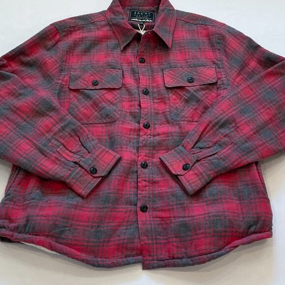 NWT Jachs NY Red Recycled Flannel Shirt Jacket/Shacket, Sherpa/Fleece Plaid XL - Picture 12 of 16